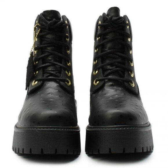 NEW TIMBERLAND Leather Waterproof Lace Up Boots Jet Black for women 864tn - Picture 5 of 10